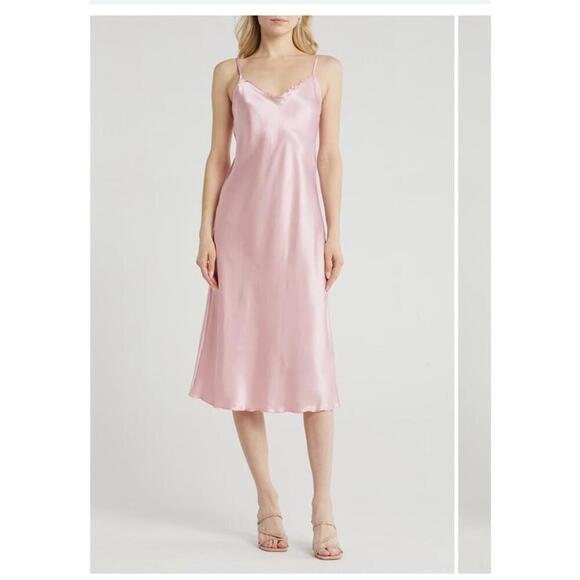 Bebe Dresses & Skirts - bebe Lace Trim Satin Slipdress